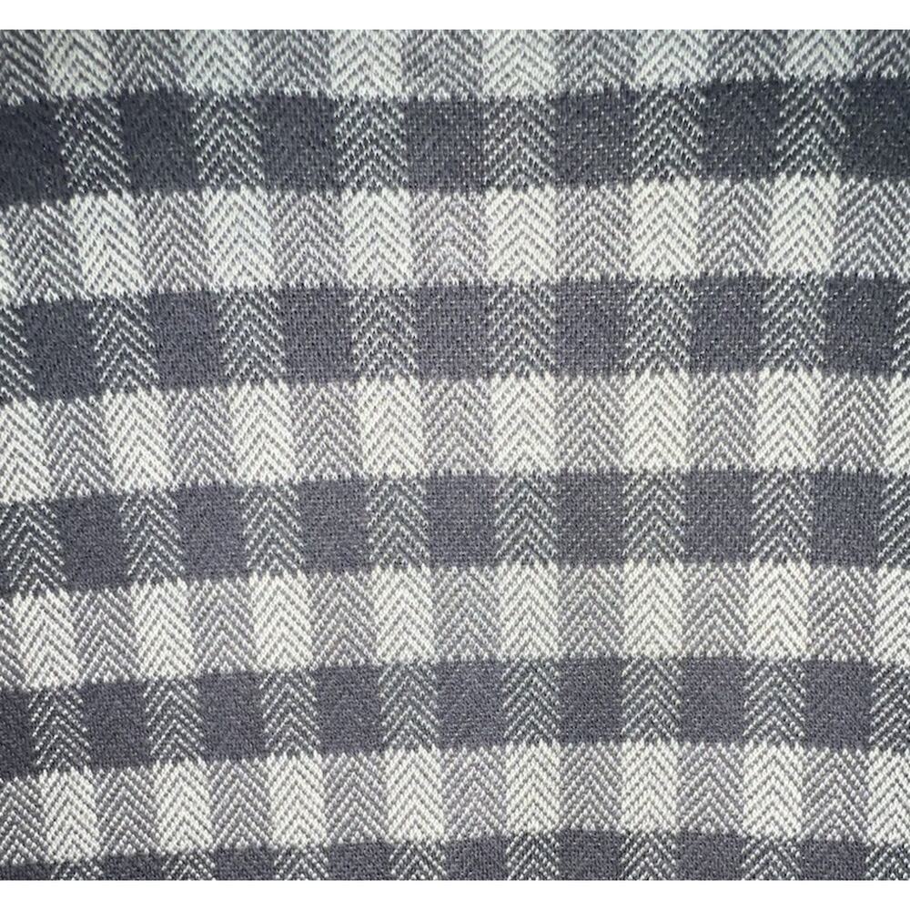 Knightsbridge Black Gray Plaid Knit Longsleeve Polo Shirt Mens M Contrast Trim - Picture 2 of 10